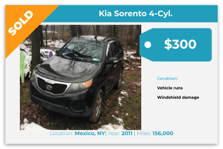 Sell Your Junk Car Today! Recently Sold 2011 Kia Sorento in Mexico, NY