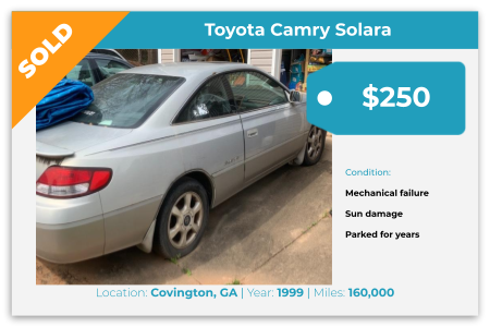 1999, Toyota, Camry, Solara, cash for junk cars, junk cars, sell my car, we buy junk cars, buy junk cars