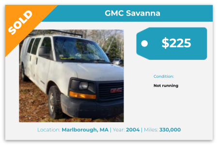 sell GMC Van for cash Marlborough, MA