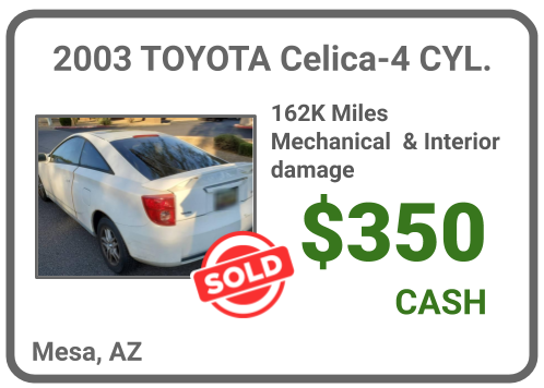 sell Toyota Celica for cash Mesa, AZ