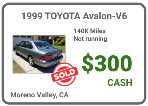 sell toyota for cash Moreno Valley, CA