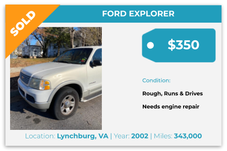 sell ford explorer for cash Lynchburg, VA