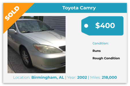 sell Toyota Camry for cash Birmingham, AL
