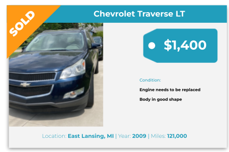 sell chevy traverse for cash central michigan