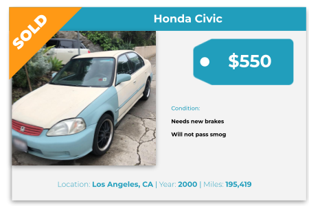 sell used car for cash california