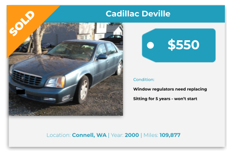 Sell junk car for cash- Cadillac DeVille- Connell, WA