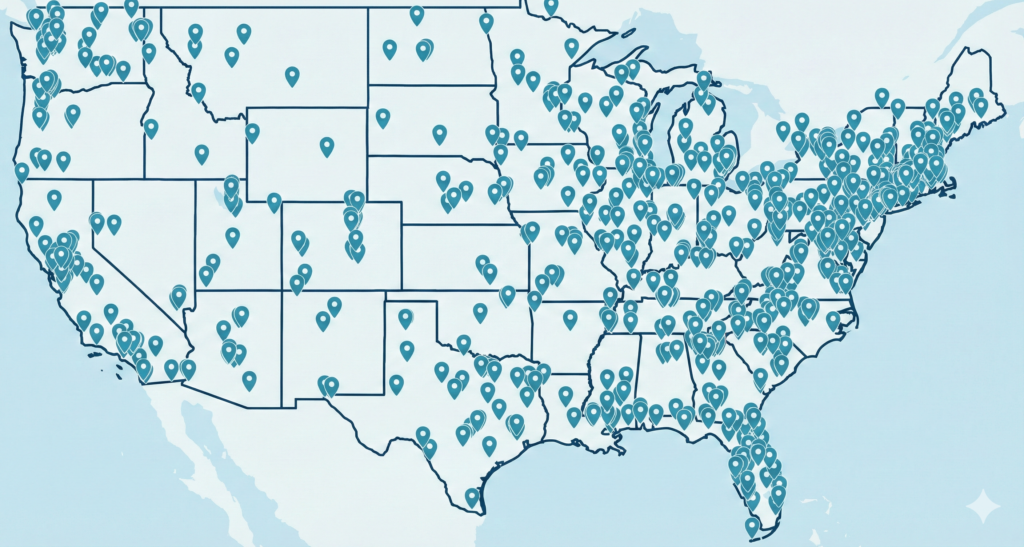 Map of You Call We Haul service areas showing nationwide junk car pickup and towing coverage across the United States.