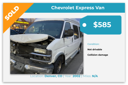 sell damaged Chevy van for cash Denver