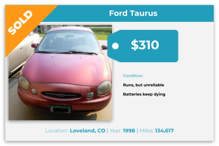 sold junk Ford Taurus for cash Loveland