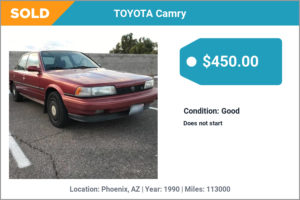 1990 TOYOTA Camry sold for cash in Phoenix, AZ