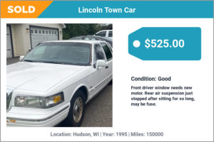 1995 Lincoln Town Car sold for cash in Hudson, WI