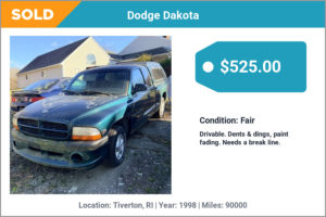 1998 Dodge Dakota sold for cash in Tiverton, RI