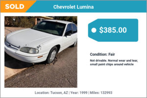 1999 Chevrolet Lumina sold for cash in Tucson, AZ