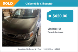 1999 Oldsmobile Silhouette sold for cash in Bellevue, IA