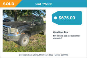 2002 Ford F250SD sold for cash in East China, MI