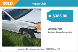 2002 Honda Civic sold for cash in Birmingham, AL