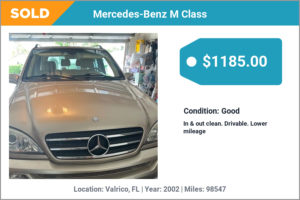 2002 Mercedes-Benz M Class sold for cash in Valrico, FL