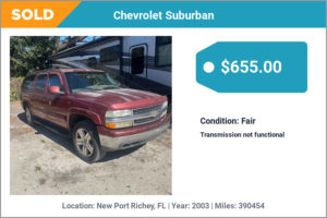 2003 Chevrolet Suburban sold for cash in New Port Richey, FL