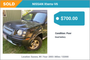 2003 NISSAN Xterra-V6 sold for cash in Sussex, WI