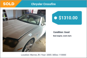 2005 Chrysler Crossfire sold for cash in Warren, RI