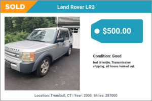 2005 Land Rover LR3 sold for cash in Trumbull, CT