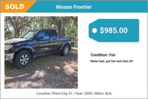 2005 Nissan Frontier sold for cash in Plant City, FL