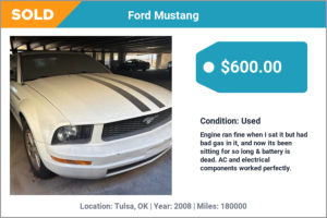 2008 Ford Mustang sold for cash in Tulsa, OK