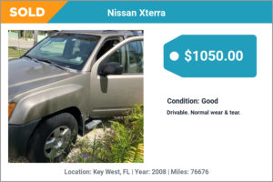 2008 Nissan Xterra sold for cash in Key West, FL