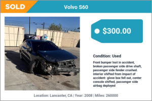 2008 Volvo S60 sold for cash in Lancaster, CA