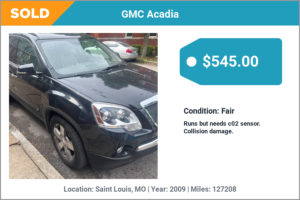 2009 GMC Acadia sold for cash in Saint Louis, MO
