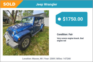 2009 Jeep Wrangler sold for cash in Mason, MI