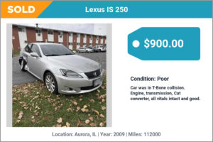 2009 Lexus IS 250 sold for cash in Aurora, IL