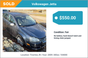 2009 Volkswagen Jetta sold for cash in Tiverton, RI