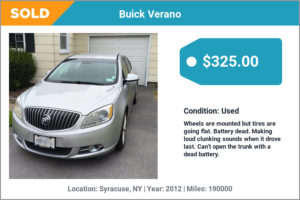 2012 Buick Verano sold for cash in Syracuse, NY