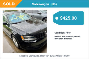 2012 Volkswagen Jetta sold for cash in Clarksville, TN