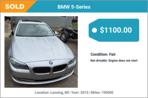 2013 BMW 5-Series sold for cash in Lansing, MI