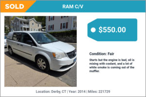 2014 RAM C/V sold for cash in Derby, CT
