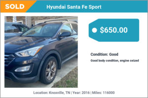 2016 Hyundai Santa Fe Sport sold for cash in Knoxville, TN