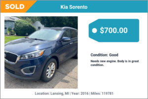 2016 Kia Sorento sold for cash in Lansing, MI