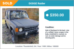 1989 DODGE Raider sold for cash in Thunderbolt, GA