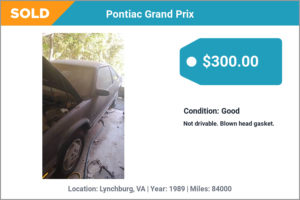 1989 Pontiac Grand Prix sold for cash in Lynchburg, VA