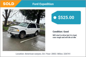 2002 Ford Expedition sold for cash in American canyon, CA