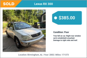 2002 Lexus RX 300 sold for cash in Birmingham, AL