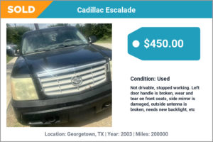 2003 Cadillac Escalade sold for cash in Georgetown, TX