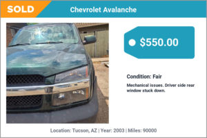 2003 Chevrolet Avalanche sold for cash in Tucson, AZ