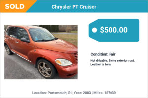 2003 Chrysler PT Cruiser sold for cash in Portsmouth, RI