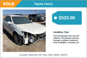 2003 Toyota Camry sold for cash in Sahuarita, AZ