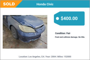 2004 Honda Civic sold for cash in Los Angeles, CA