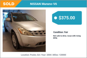2004 NISSAN Murano-V6 sold for cash in Pooler, GA