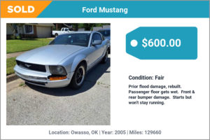 2005 Ford Mustang sold for cash in Owasso, OK